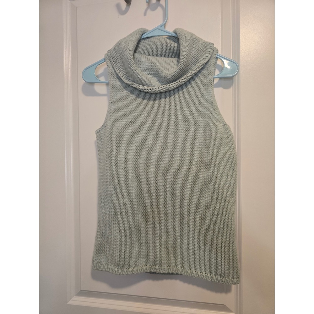 White + Warren Cowl Neck Sleeveless Sweater Womens Small Mint Green Knit